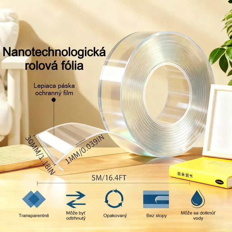 💧 【2 kusy】【3cm*1m*2mm】Obojstranná nano lepiaca páska s vysokou priľnavosťou, priehľadná akrylová páska, vodoodolná a odolná voči prachu