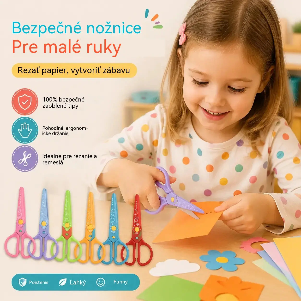🥰【6 kusov - 6 rôznych tvarov】Len 22 eur✂️🌈Bezpečnostné nožnice pre deti (na stavbu svojpomocne)