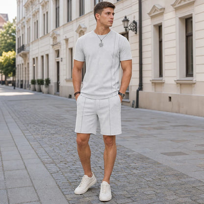 💖Pago contra entrega💖【S-3XL】Conjunto de manga corta para hombre, camiseta + pantalón corto (dos piezas)