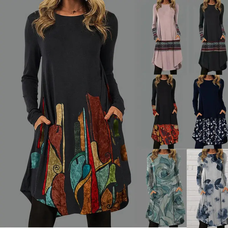 👗50% OFF🍁【S-5XL】Dámske etnické módne ležérne šaty