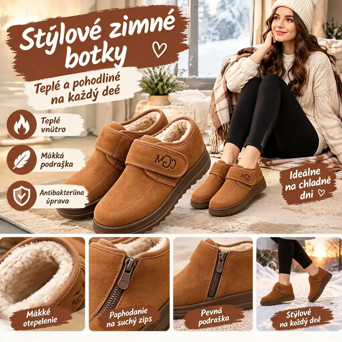 🏆50% zľava🔥【Veľkosti 36-41】Dámske krátke zimné čižmy, módne, s mäkkou snehovou podrážkou