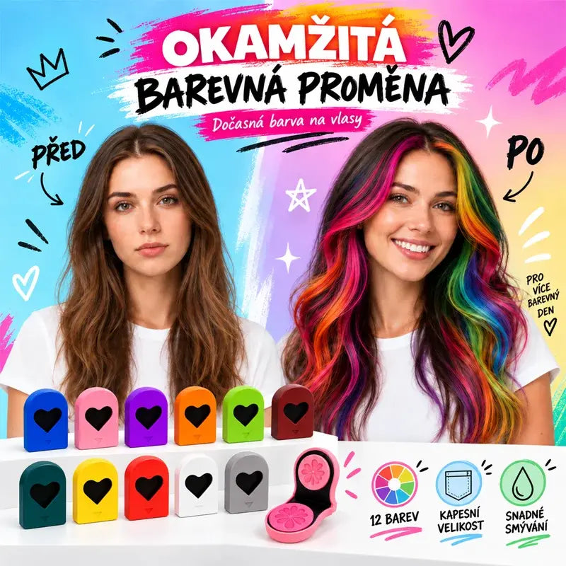 🌈🪮Kompaktná púdrová farba na vlasy s 12 odtieňmi pre rýchle farbenie