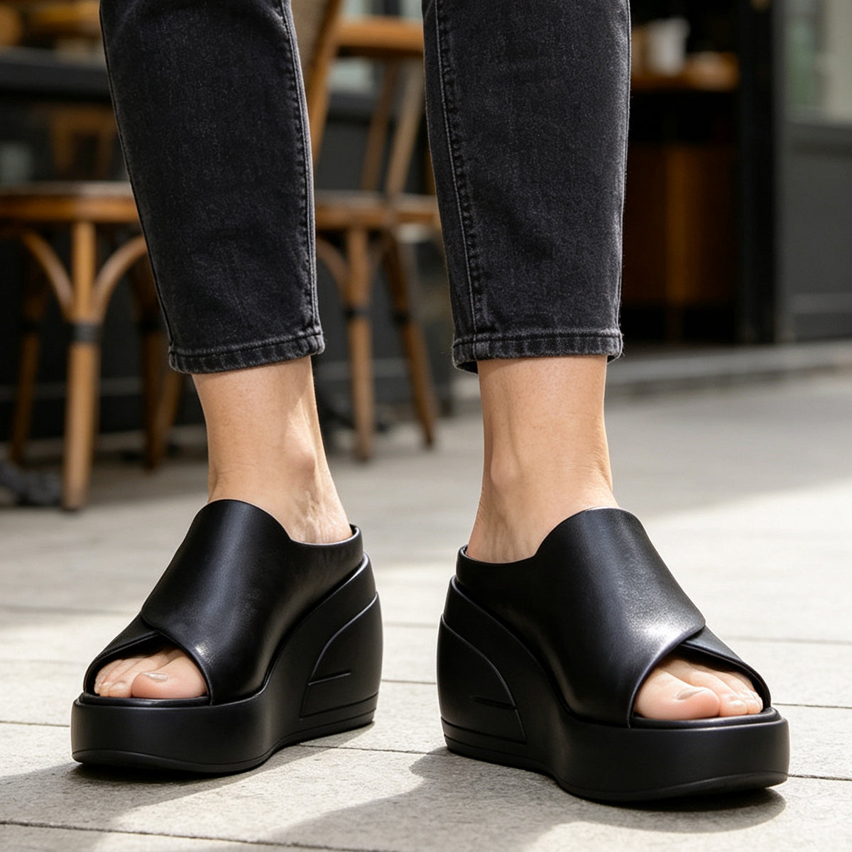 🔥【50% de descuento】【Tacón de 5,5 cm】Sandalias de cuña con suela blanda