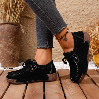🔥🌟【50% zniżki】【36-43】Damskie buty na grubej podeszwie z okrągłym noskiem – Modne i wygodne obuwie wspierające stopę, amortyzujące wstrząsy i pomagające utrzymać prawidłową postawę.
