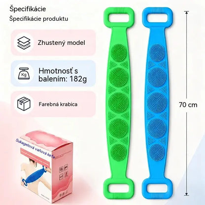 🔥2 kusy🔥🛁 Obojstranná silikónová rukavica do kúpeľa – extra dlhá telová drhnúca hubka na jednoduché čistenie chrbta