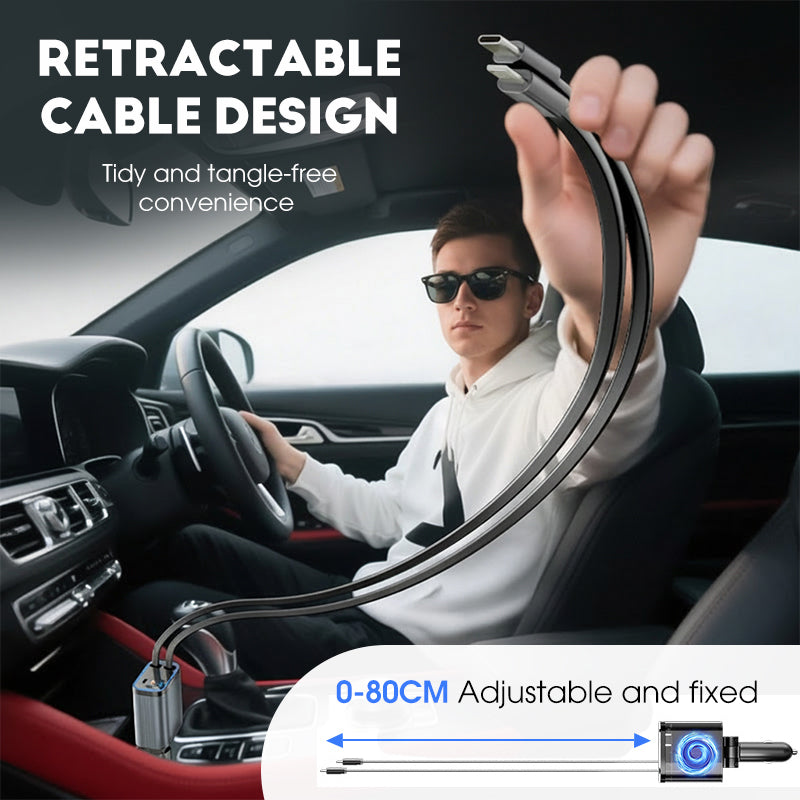 ⚡✨ Ultraszybka ładowarka samochodowa: dwa wysuwane porty USB-C z nastrojowym światłem Starlight i inteligentną ochroną bezpieczeństwa 🚗💫