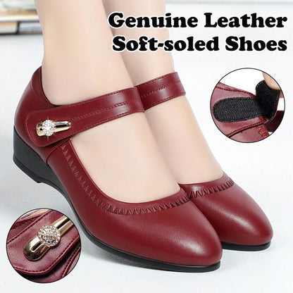 🏆👡Reducere 50%【35-41】Piele moale talpă moale toc pană anti-alunecare pantofi din piele pentru mamă