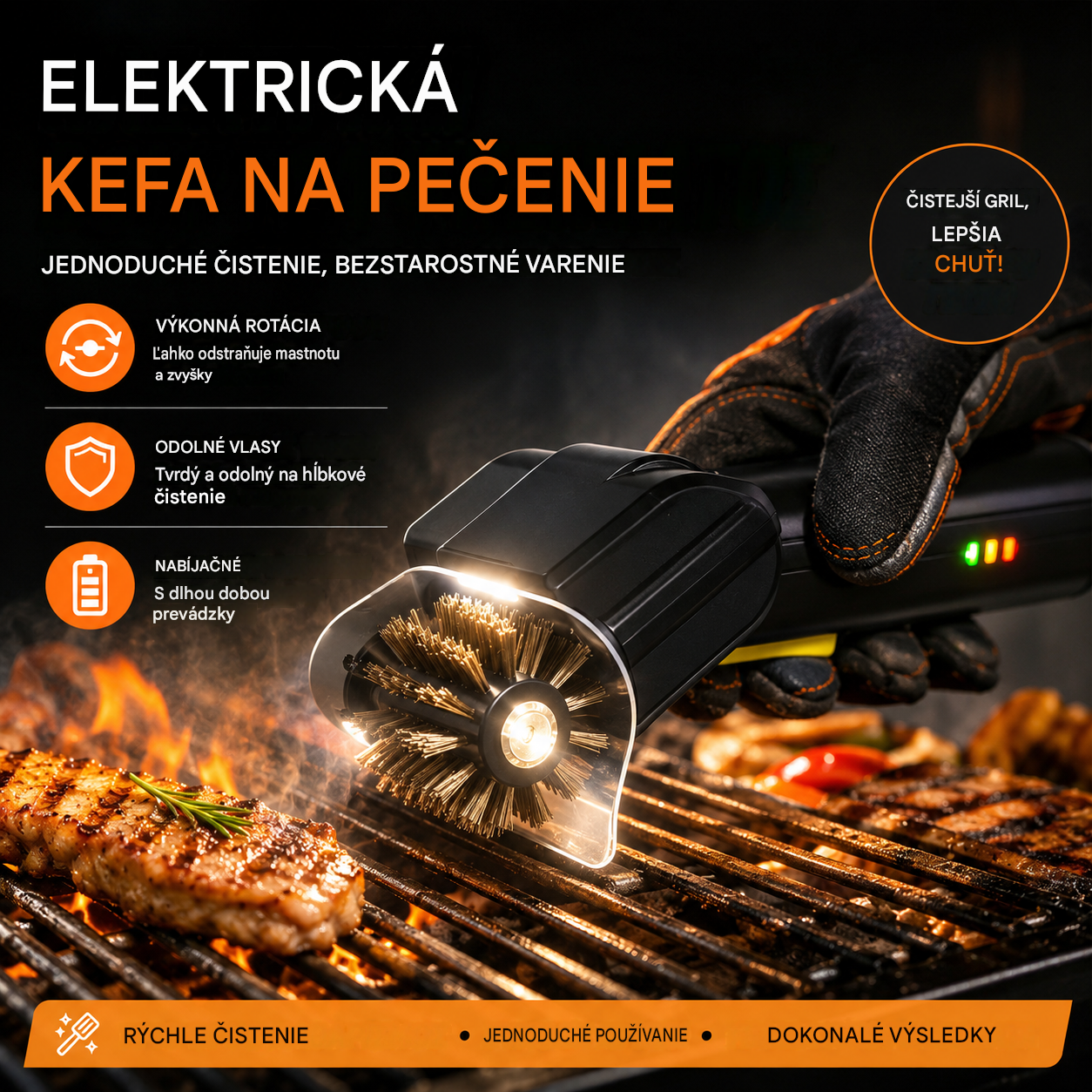 🔋🧹 Bezdrôtová elektrická čistiaca kefa na gril – lítiová batéria, multifunkčná, ľahko použiteľná 🔥🍖