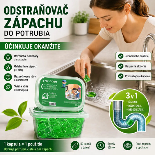 2 balenia (100 tabliet) za 24 eur. Vo vode rozpustné kapsuly na elimináciu zápachu z odtokov – dokonalé riešenie na zamedzenie šírenia zápachu v kúpeľniach a kuchyniach.