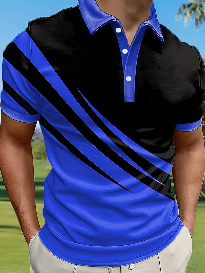 🔥【50%OFF】👔【S-6XL】Nová letná pánska pruhovaná 3D košeľa POLO s potlačou