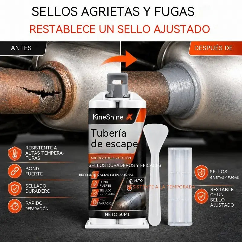 ⭐2 artículos🔧 Masilla reparadora de escapes para altas temperaturas: formulada especialmente para acero; proporciona una unión fuerte y duradera que resiste el calor extremo y las vibraciones. 🚗✅