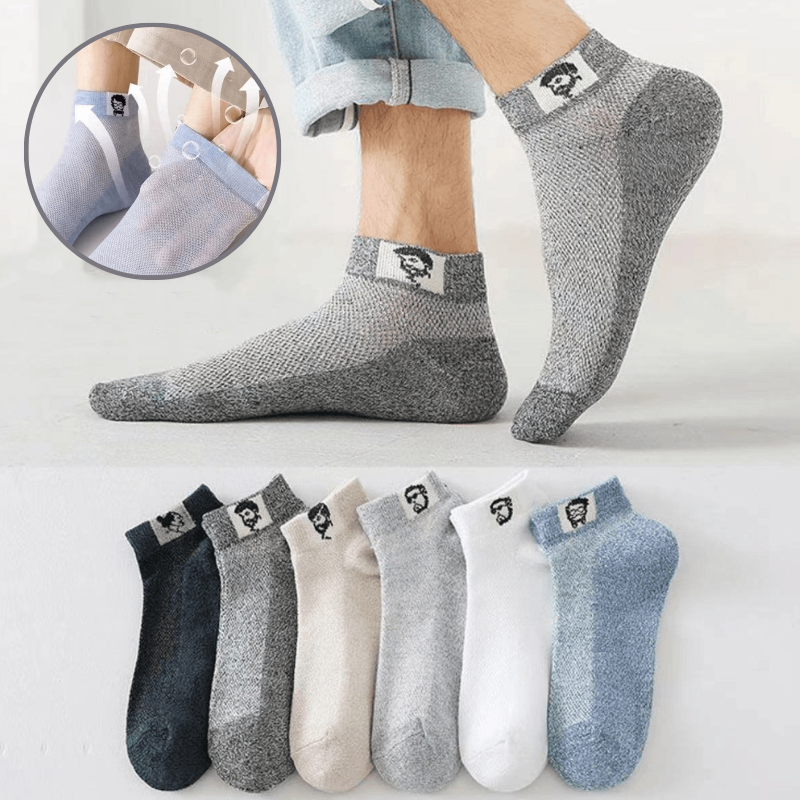 🔥🧦【10 par】(35-42) Męskie skarpetki letnie dezodorujące, oddychające.