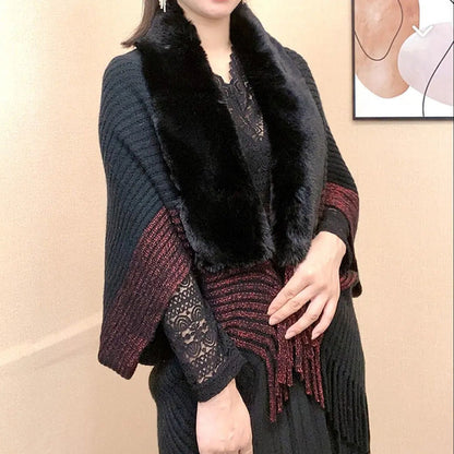❄️Elegantný a teplý pletený šál s plyšovým golierom, ideálny na každú príležitosť a vytvára sofistikovaný vzhľad.