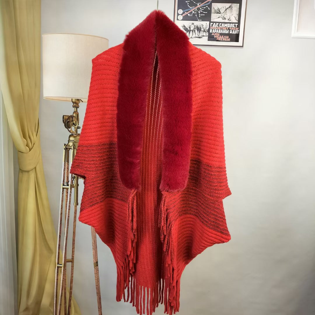 ❄️Elegantný a teplý pletený šál s plyšovým golierom, ideálny na každú príležitosť a vytvára sofistikovaný vzhľad.