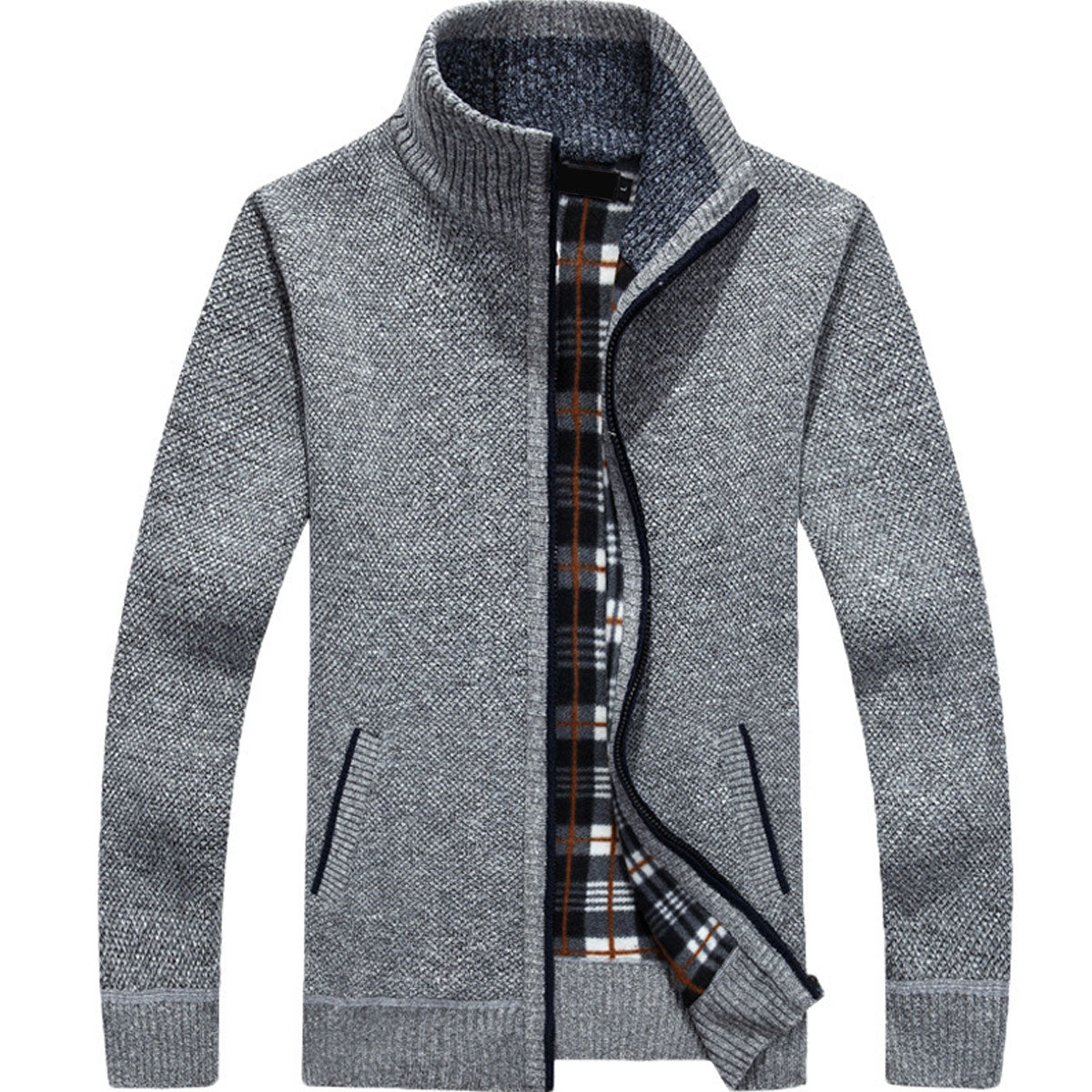 🔥【M-3XL】2025 męski duży sweter z wysokim golfem, zapinany na zamek, plus size