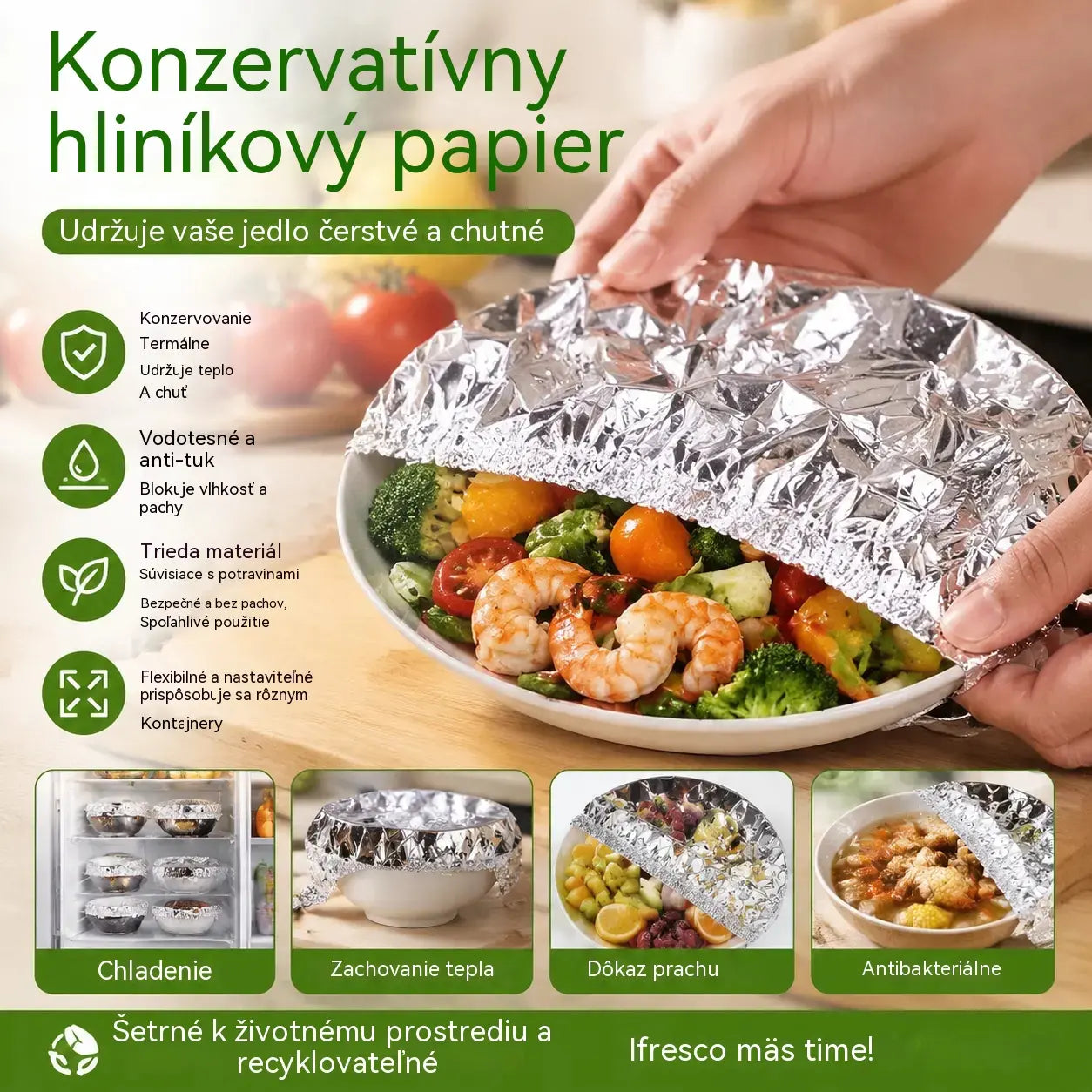 ✨【Balenie 50 kusov】♻️🍲Opakovane použiteľné viečka z potravinárskej hliníkovej fólie