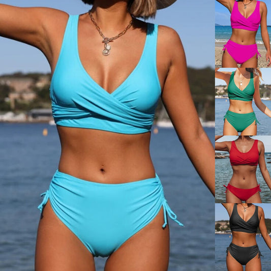 🏖️👙【Koniec sezonu - obniżka】🌴【S-3XL】Nowy damski, prosty, jednokolorowy, szybkoschnący, wygodny i przewiewny strój kąpielowy bikini na lato 2025