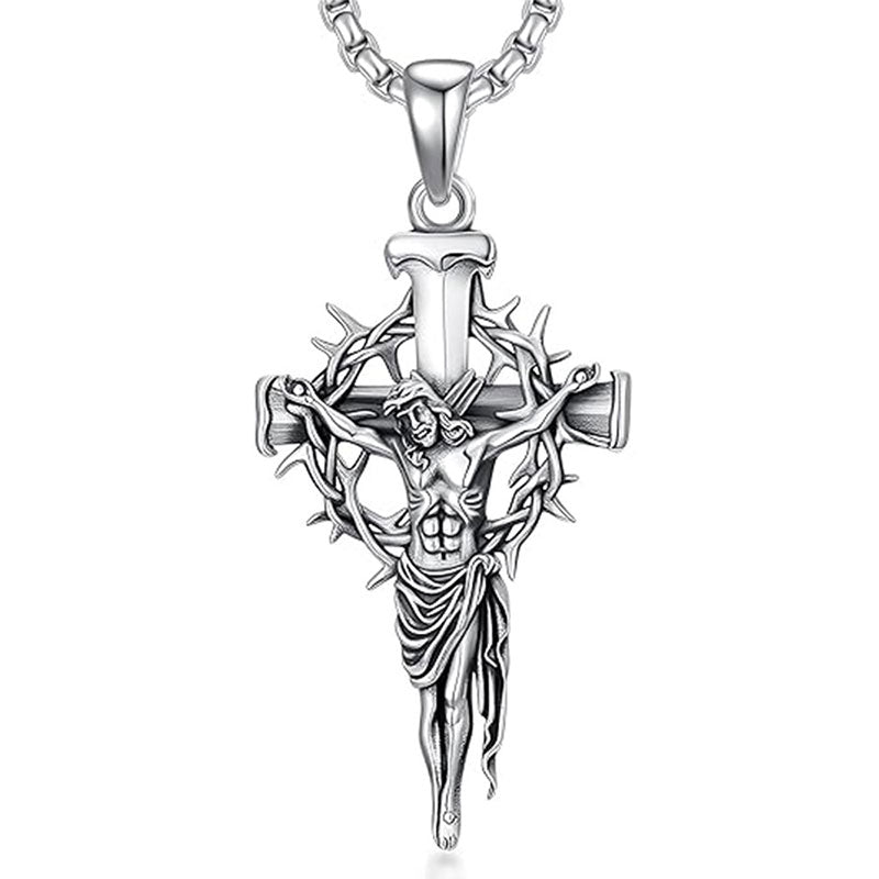🔥【Compre 1 y obtenga 1 gratis】Collar con colgante de cruz y halo de espinas
