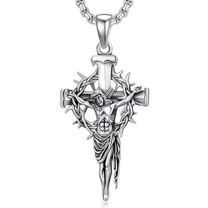 🔥【Compre 1 y obtenga 1 gratis】Collar con colgante de cruz y halo de espinas