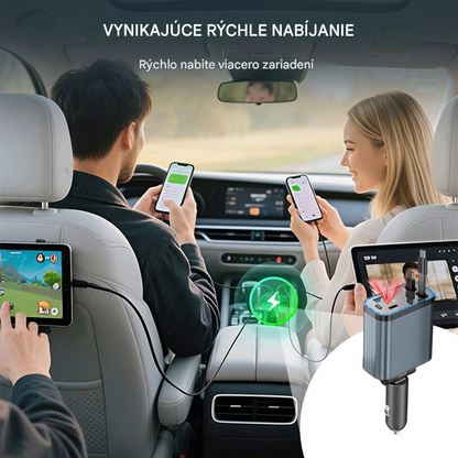 ⚡✨ Ultrarýchla nabíjačka do auta: Dva výsuvné porty USB-C s ambientným osvetlením Starlight a inteligentnou bezpečnostnou ochranou 🚗💫