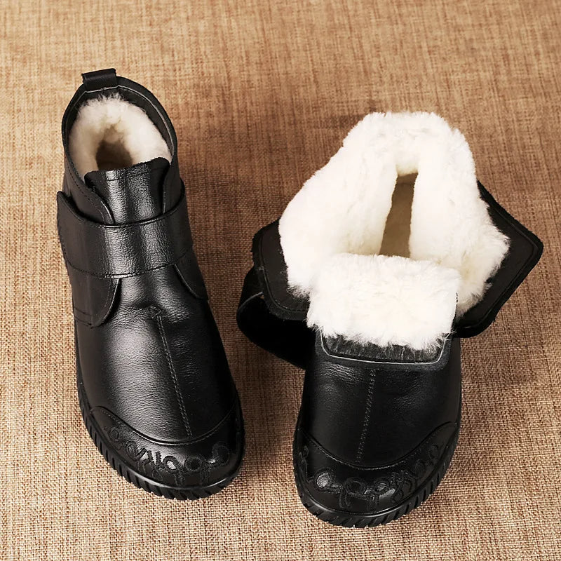 🧣👢【Novedad de invierno】 Botas femeninas de piel con cachemira, suela suave y súper cálidas para el invierno