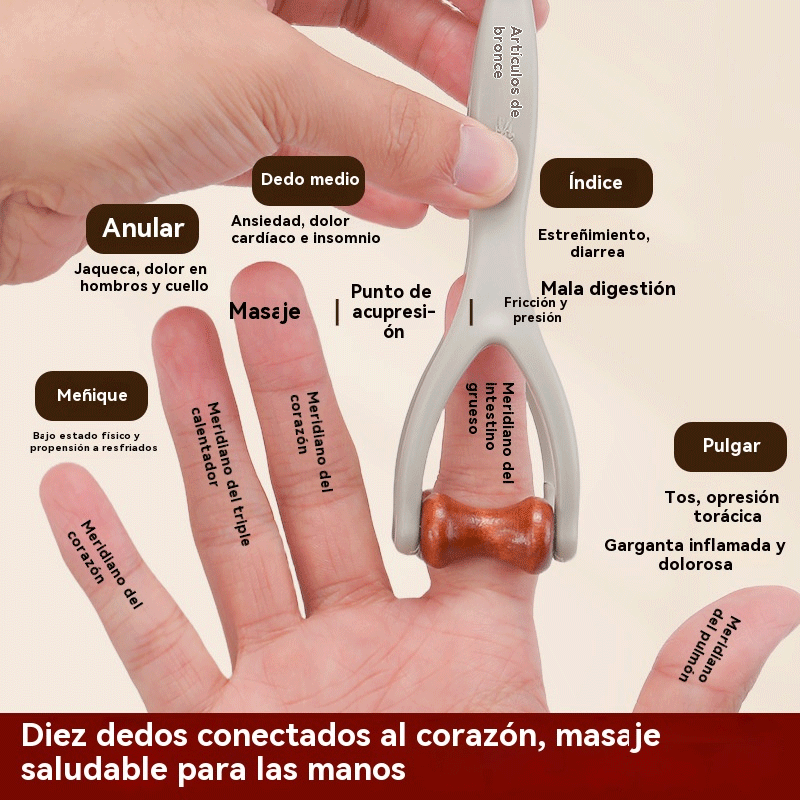 ✨🌿 【Compra 2 y llévate 2 gratis】Masajeador de dedos de madera natural, ayuda a desbloquear meridianos y aliviar la fatiga de las manos