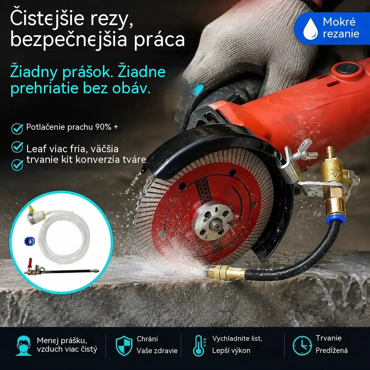🔧 50% ZĽAVA PO OBMEDZENÚ DOBU! ✨ Vodný postrekovač na odstraňovanie prachu z rezacích strojov: dva režimy striekania, flexibilná hliníková trubica, odolný voči hrdzi 💧