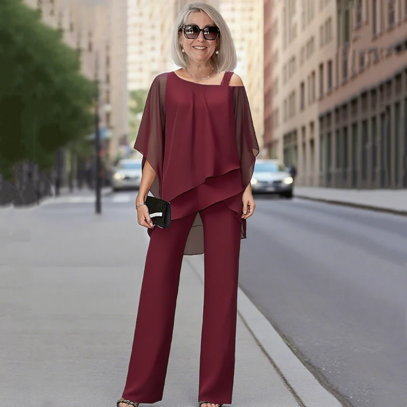 👚👖Časovo obmedzená zľava 50%】Dámska dvojdielna súprava s odhalenými ramenami pre ženy✅【Top + nohavice】【50-120 kg