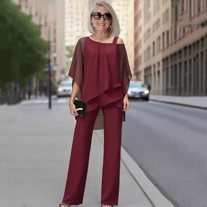 👚👖Časovo obmedzená zľava 50%】Dámska dvojdielna súprava s odhalenými ramenami pre ženy✅【Top + nohavice】【50-120 kg