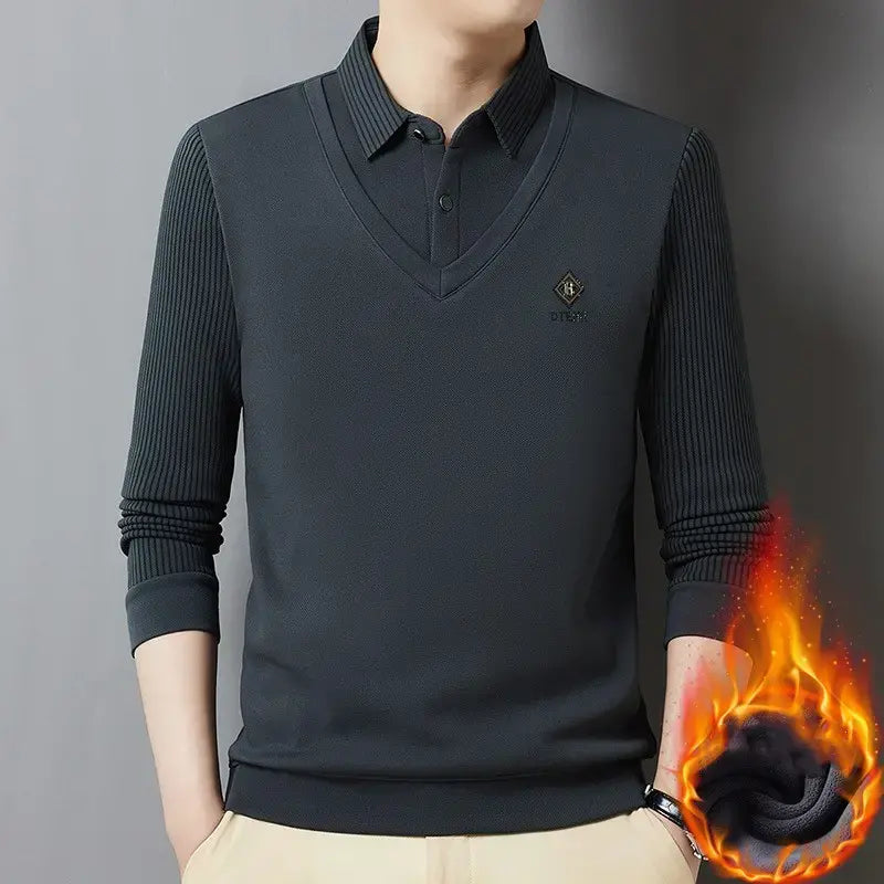 👔🔥【M-4XL】Nové pánske zimné polo tričko s golierom a flísovou podšívkou vo veľkých veľkostiach.