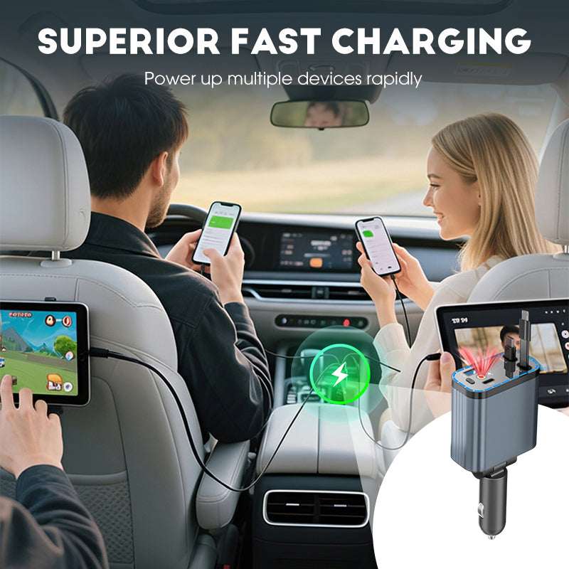 ⚡✨ Ultraszybka ładowarka samochodowa: dwa wysuwane porty USB-C z nastrojowym światłem Starlight i inteligentną ochroną bezpieczeństwa 🚗💫
