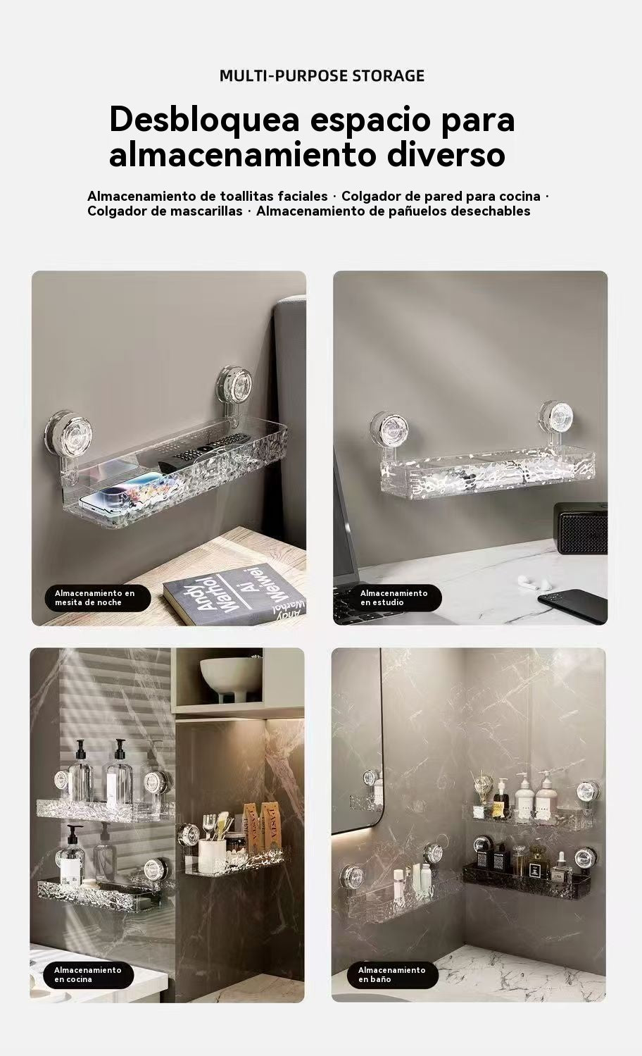 🔥【Descuento del 50% por tiempo limitado】 Estante popular con ventosas de vacío sin necesidad de taladrar, escurridor ondulado de estilo moderno, ideal para cocina y baño
