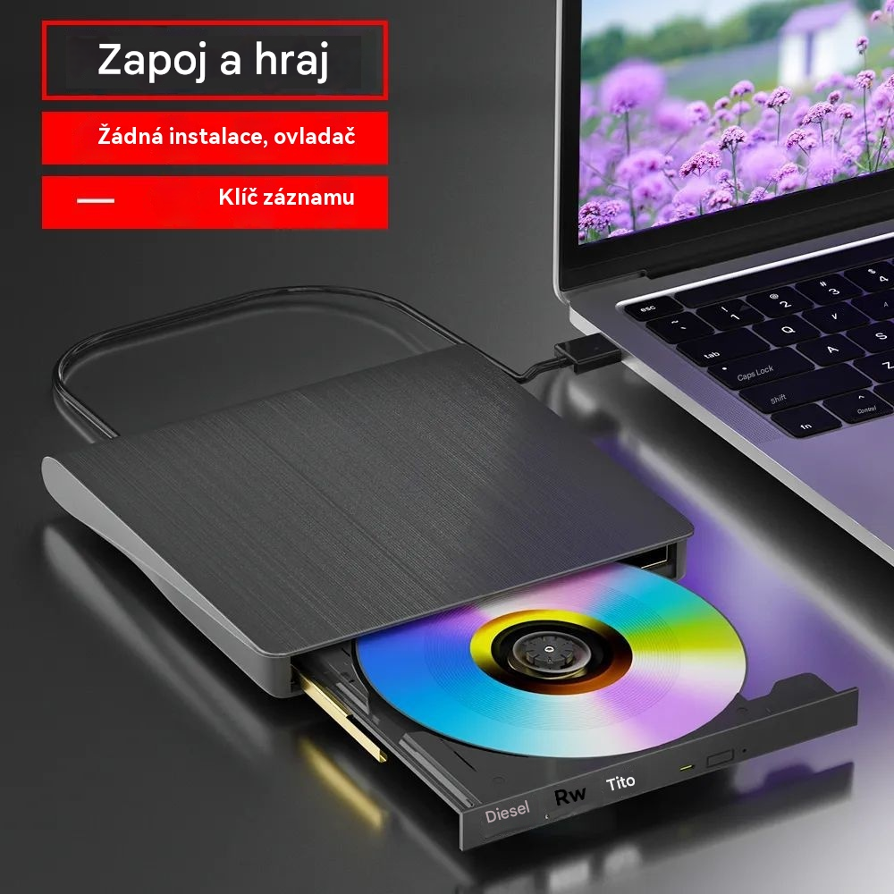 📢📢50% sleva! 💿💻 Externí CD/DVD mechanika – Plug & Play, přenosná a kompatibilní s Mac/Windows