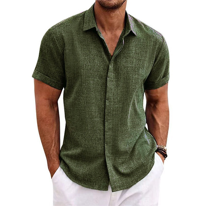 🏖️👕【S-3XL】Nueva camisa masculina de manga corta estilo playa, algodón y lino, talla grande