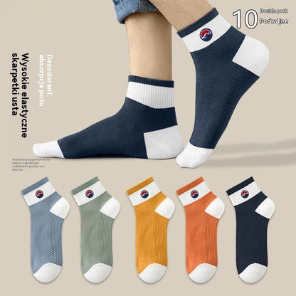 【10 párov】🧦🌈 Pánske priedušné športové ponožky do polovice lýtka, odvádzajúce pot