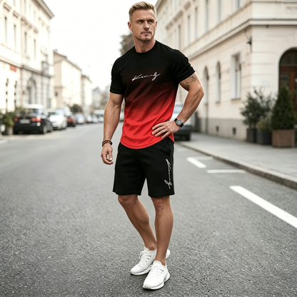 ✨【S-6XL】【Pago contra entrega】Conjunto de dos piezas de verano para hombre: camiseta de manga corta + pantalones cortos