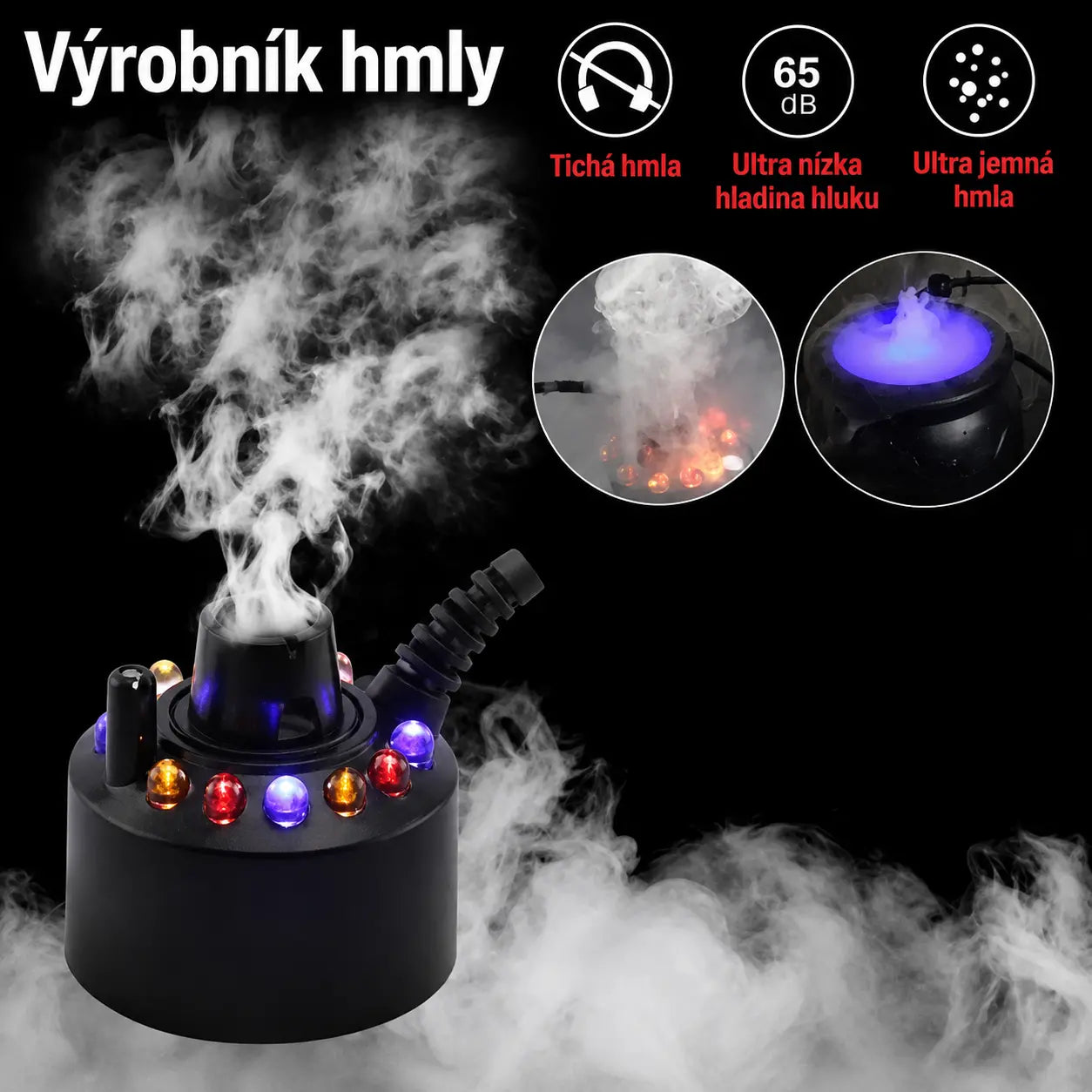 Ultrazvukový generátor hmly s 12 LED svetlami