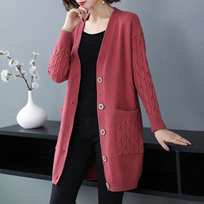 ✨🎀【Sezónna zľava - 50%】Sveter pre väčšie veľkosti. Nový jarný/jesenný voľný hrubý pletený dámsky kardigan. ✅️Možnosť platby na dobierku