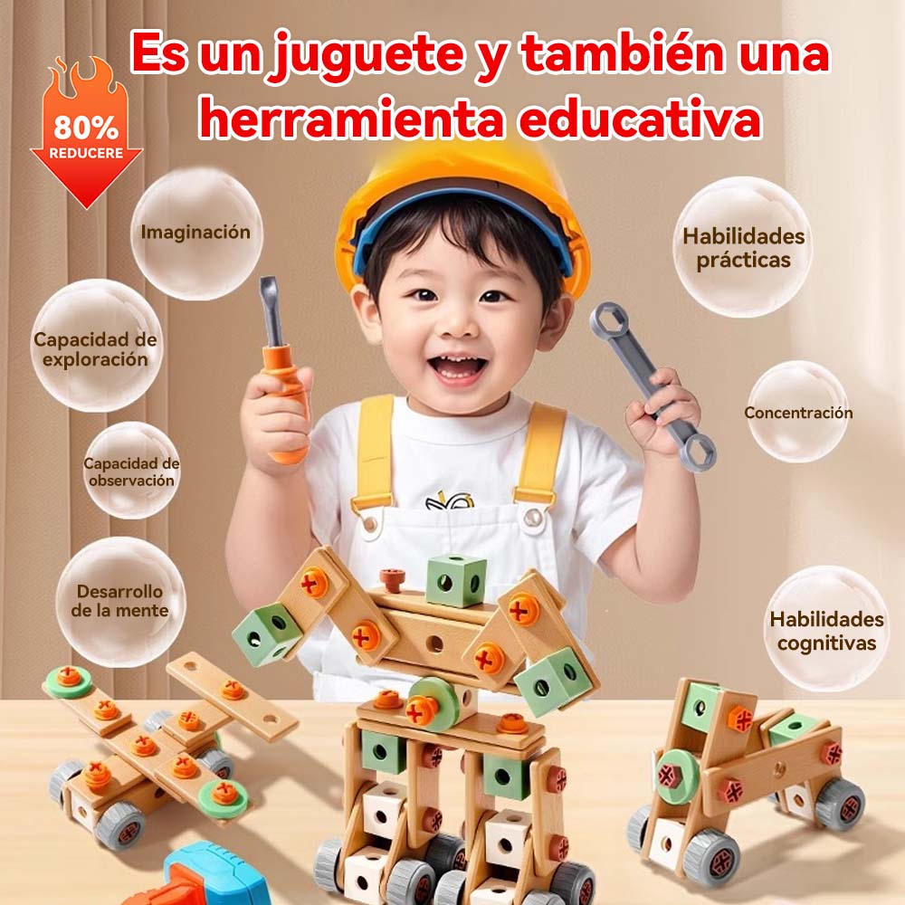 🎁🔥【Oferta por tiempo limitado -50%】Juguetes de bloques simples para niños, caja de herramientas con forma de taladro educativo【59 piezas】