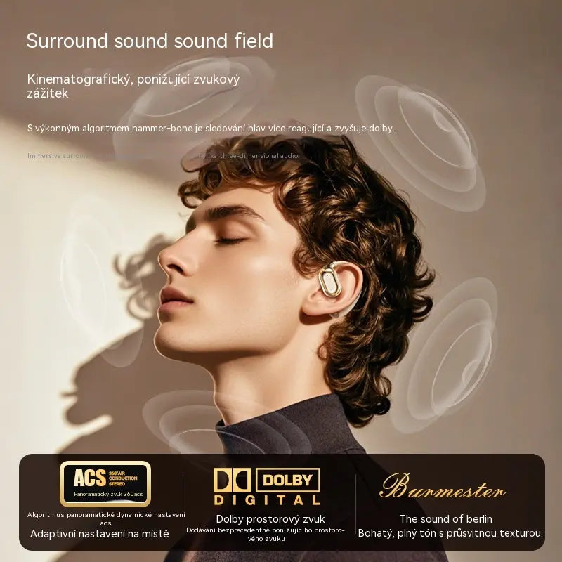 🔋Bezdrôtové Bluetooth slúchadlá bez vstavaného ucha, s háčikom za uši a kostným vedením🎙️🎧