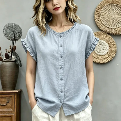 🔥[Novedad 50% de descuento] Camisa casual de algodón y lino para mujer, estilo verano 2026