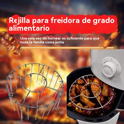 【💥Compra 1 y llévate 1 gratis】🍢🍖🍗Parrilla de acero inoxidable 304 con 24 brochetas para horno freidora de aire