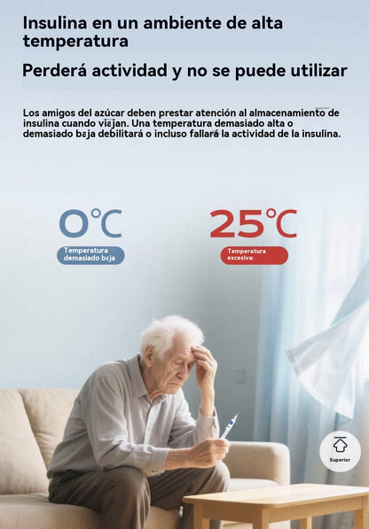 💉🧊👜Caja portátil de almacenamiento refrigerado para insulina con pantalla de temperatura 🌡️