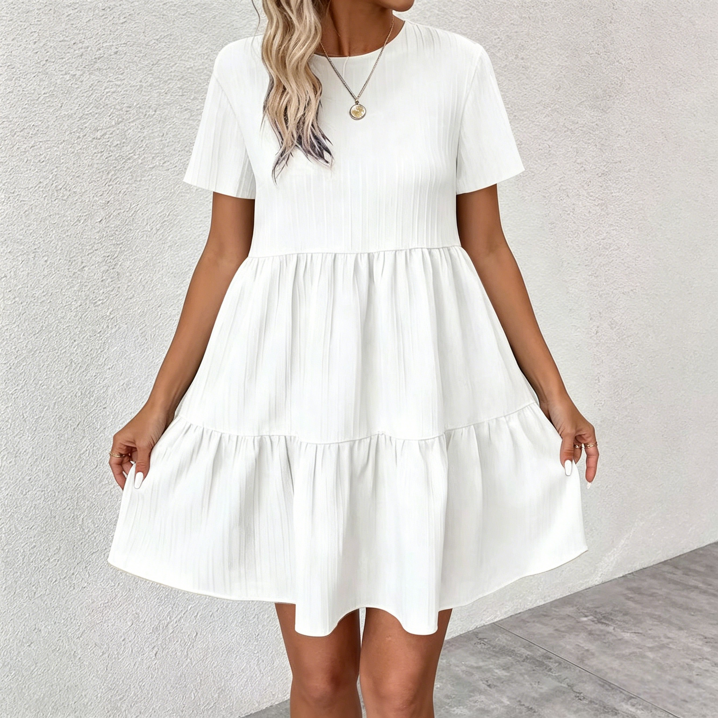 ✨👗 [S-4XL] Nuevo vestido holgado de color liso para primavera/verano