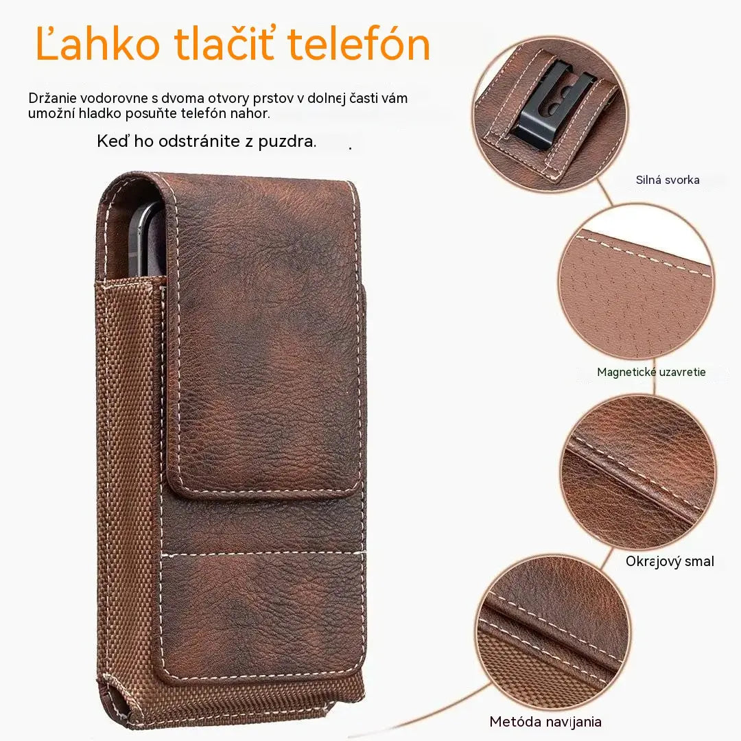 1 kus za 22 € 🔥 Puzdro na telefón s klipom na opasok - magnetické zapínanie, odolné a obsahuje priehradky na karty (9,5*18,5 cm)