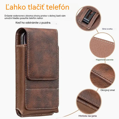 1 kus za 22 € 🔥 Puzdro na telefón s klipom na opasok - magnetické zapínanie, odolné a obsahuje priehradky na karty (9,5*18,5 cm)