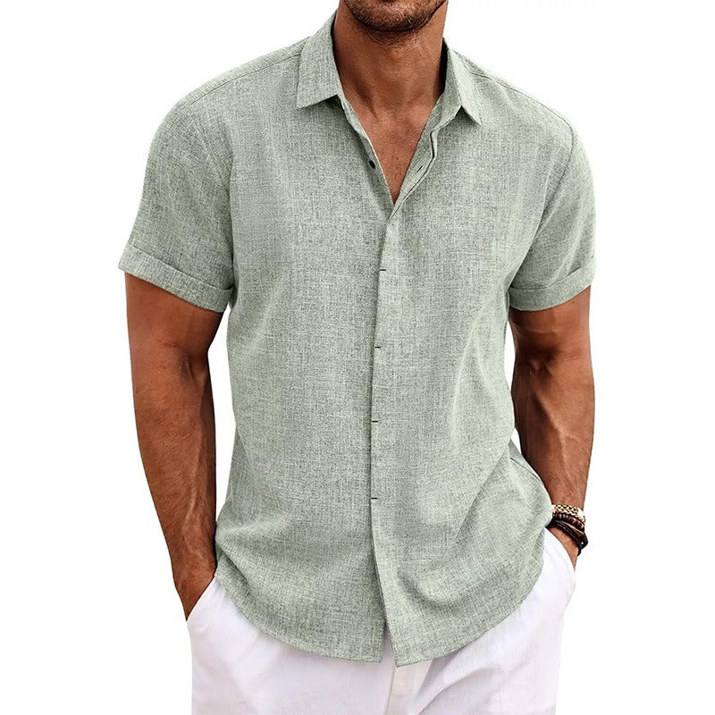 🏖️👕【S-3XL】Nueva camisa masculina de manga corta estilo playa, algodón y lino, talla grande