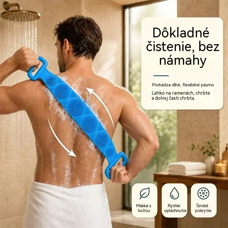 🔥2 kusy🔥🛁 Obojstranná silikónová rukavica do kúpeľa – extra dlhá telová drhnúca hubka na jednoduché čistenie chrbta