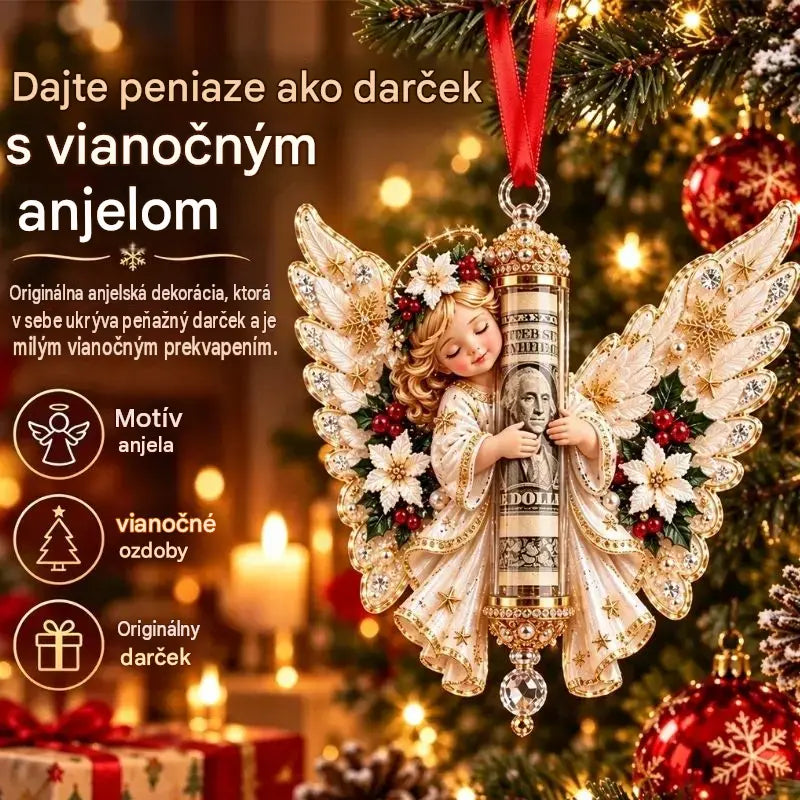 🎁5-dielna sada, cena 26 eur✨ Vianočná dekorácia v tvare anjelika (možno použiť aj ako držiak na darček v hotovosti)