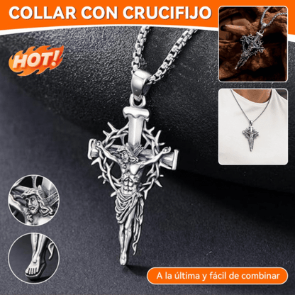 🔥【Compre 1 y obtenga 1 gratis】Collar con colgante de cruz y halo de espinas
